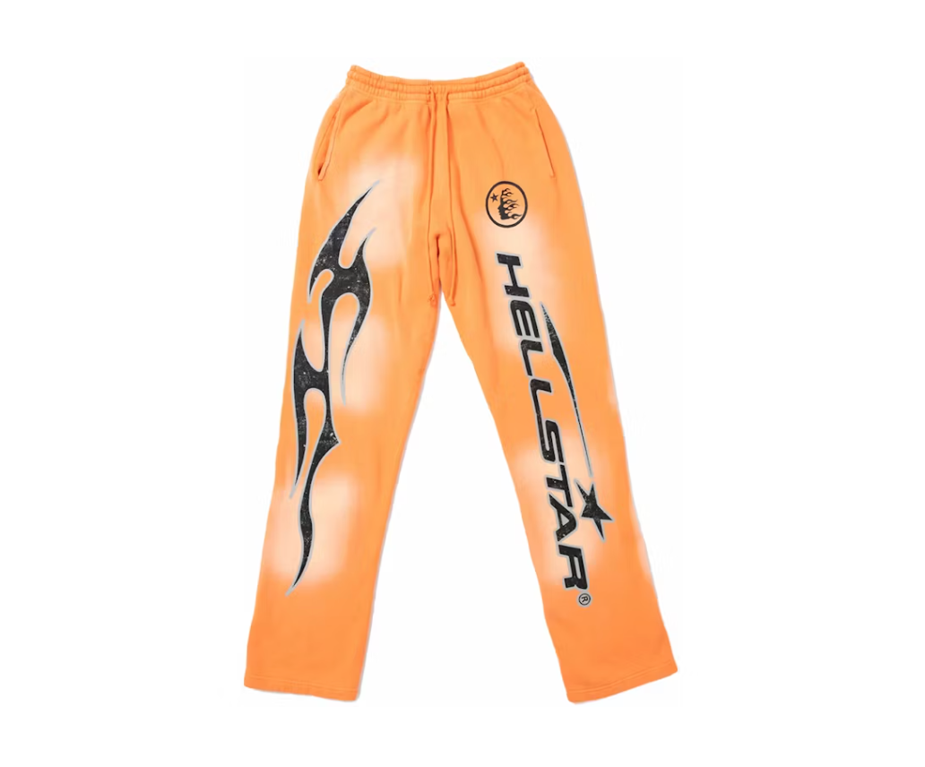 Hellstar Fire Orange Flare Bottom Sweatpants Orange Dye